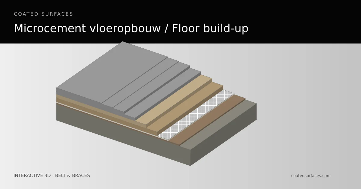 Doorsnede van het microcement vloersysteem