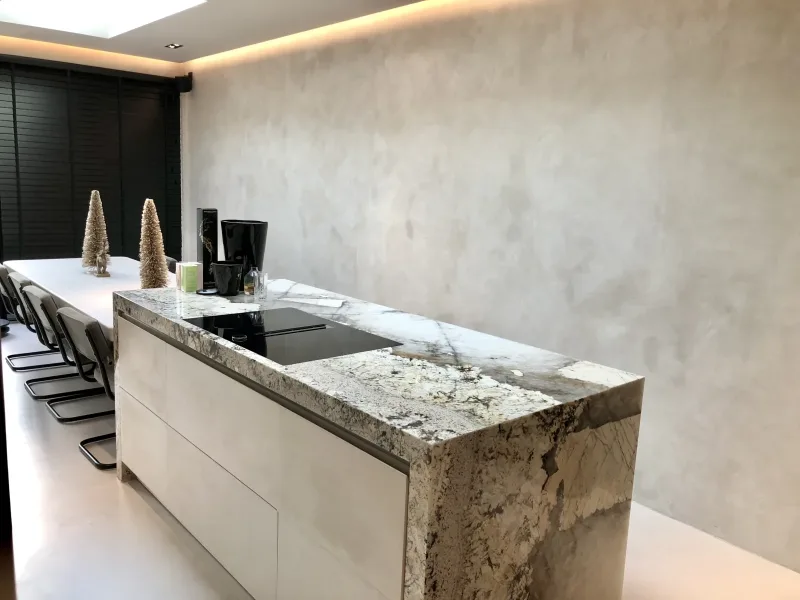 Forcrete microcement wall finish in kitchen